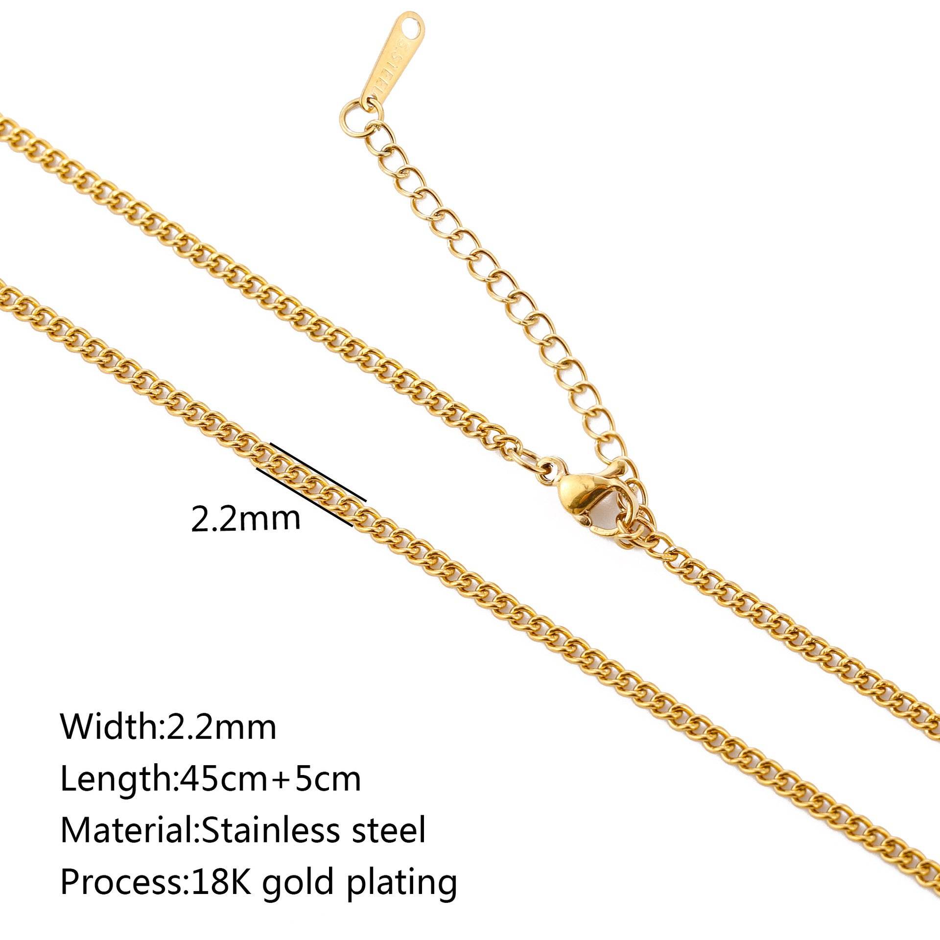 Stainless Steel Vacuum Vapor Plating 18K Gold Color Protection Lip Chain Necklace - www.Shopthatapp.com