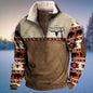 Long Sleeved Half Zippered Printed Casual Pocket Pullover Half Zipper Sweatshirt - www.Shopthatapp.com
