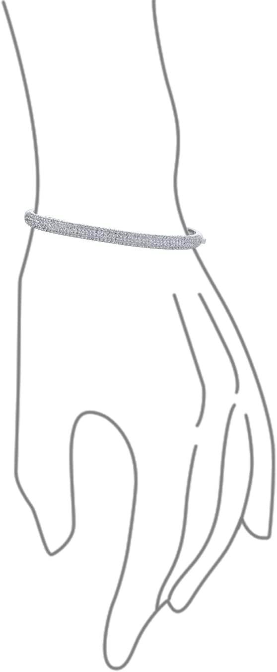 Classic Fashion Bridal Pave AAA Cubic Zirconia Princess Cut CZ Eternity Tennis Stackable Bangle Bracelet For Women, Prom, Wedding Silver Plated 7-7.5 Inch - www.Shopthatapp.com