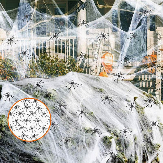 Halloween Decoration Cotton Spider Web Atmosphere Layout Props - www.Shopthatapp.com