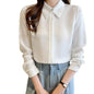 Formal Business Chiffon Blouse Women Long Sleeve White blouse shirt Tops - www.Shopthatapp.com