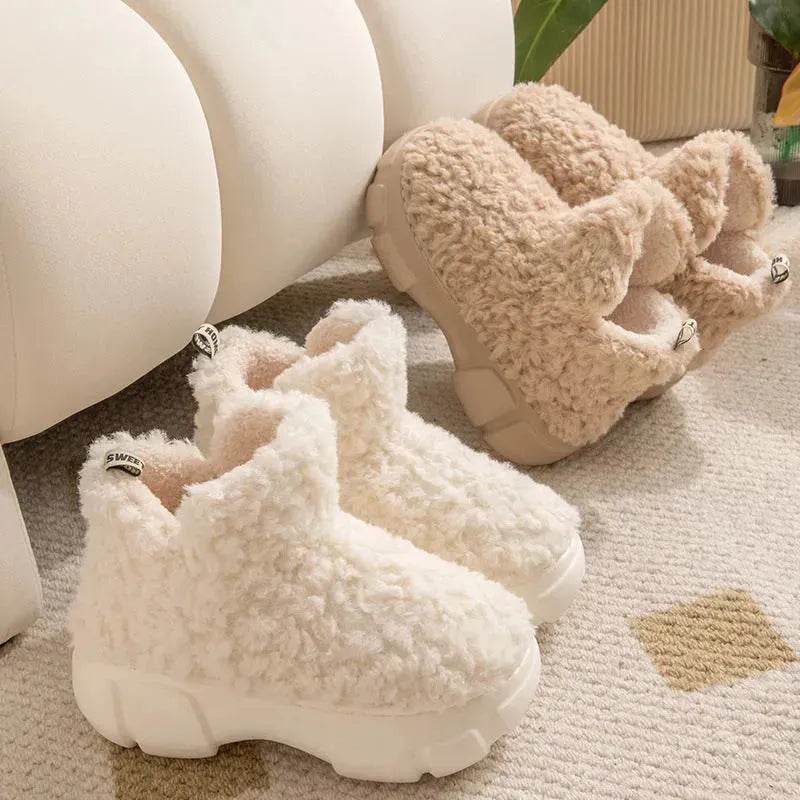 Winter Cashmere Snown Boots With 6cm Platform Warm Plus Velvet High-top Fleece Cotton Shoes Women Outdoor Indoor House Plush Shoes - www.Shopthatapp.com