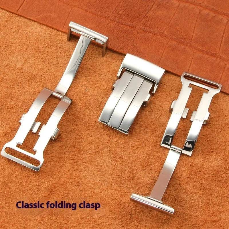 22mm 24mm Black Brown Blue Bamboo Grain Cowhide Watch Strap - www.Shopthatapp.com