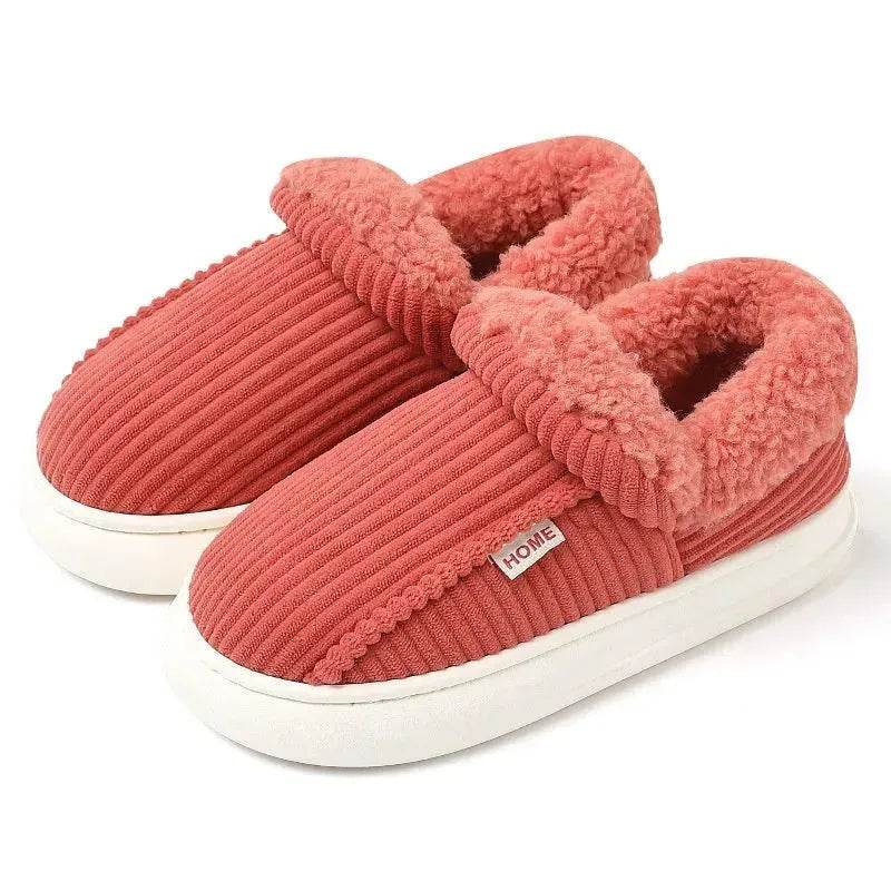Ankle Wrap Cotton Slippers Winter Women's Plus Size Thickened Fleece-lined Warm Slugged Bottom - www.Shopthatapp.com
