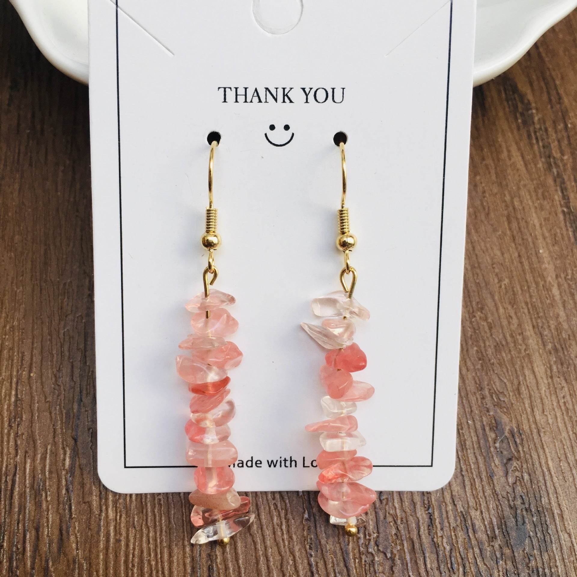 Handmade DIY Natural Crystal Stone Beaded Earrings - www.Shopthatapp.com