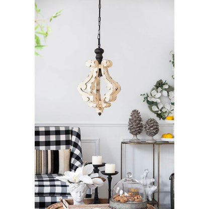 Farmhouse Chandelier, Dilapidated White Chandelier French Country Wood Chandelier For Living Room Foyer, Bulb Not Included - www.Shopthatapp.com
