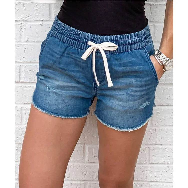 Denim Short Mid Waist Loose Jeans Wash - www.Shopthatapp.com