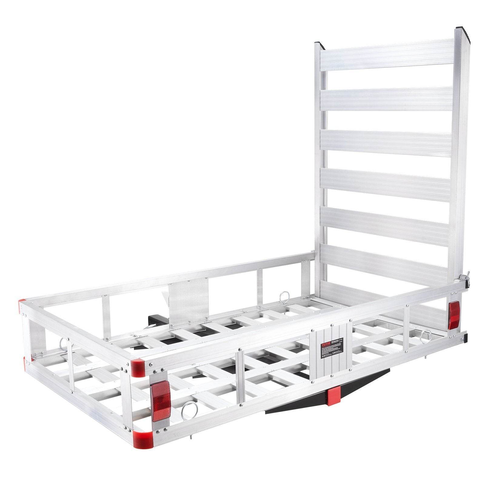 Hitch Cargo Carrier, 500lbs Capacity Trailer Hitch Mounted Cargo Basket, Aluminum Luggage Carrier Rack With Folding Ramp, Fits 2 Hitch Receiver For SUV Truck Pickup Camping - www.Shopthatapp.com