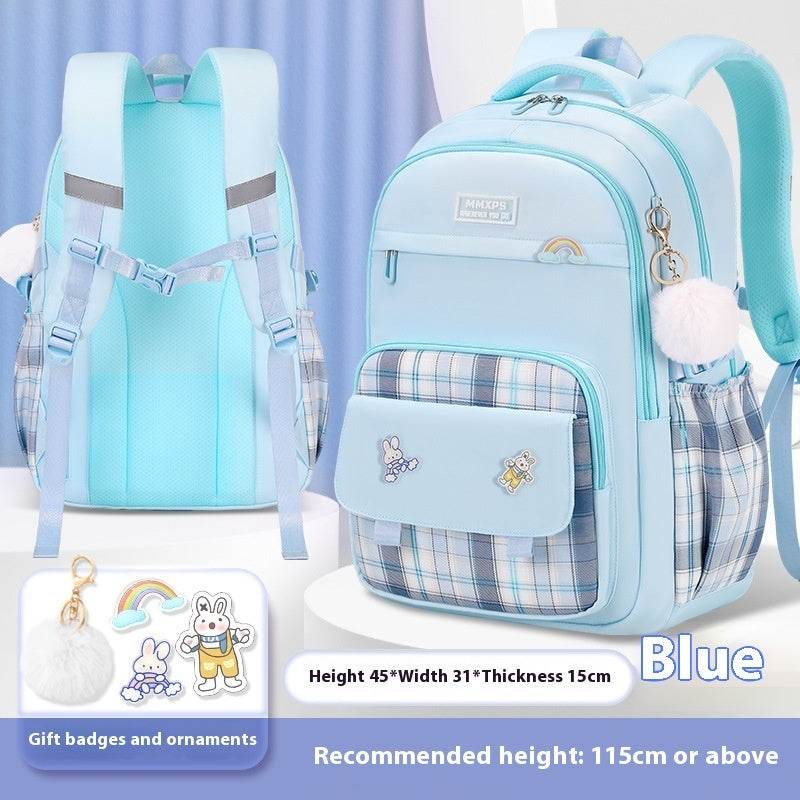 Primary School Student Schoolbag Girls' Plaid Backpack - www.Shopthatapp.com