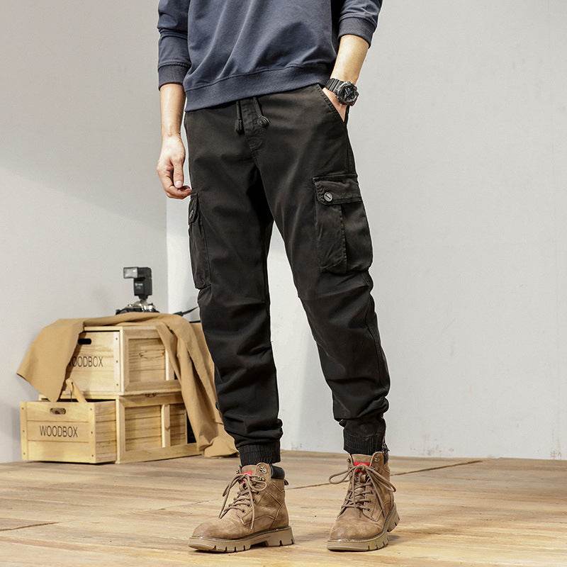 New Retro Ankle-tied Loose Overalls Versatile Casual Cargo Pant men - www.Shopthatapp.com