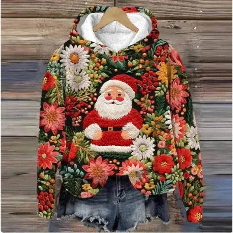 Print Christmas Holiday Casual Hoodie Sweater Pullover - www.Shopthatapp.com