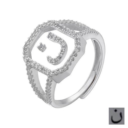 Fashion Micro Inlaid Zircon Arab Letters Ring for women - www.Shopthatapp.com