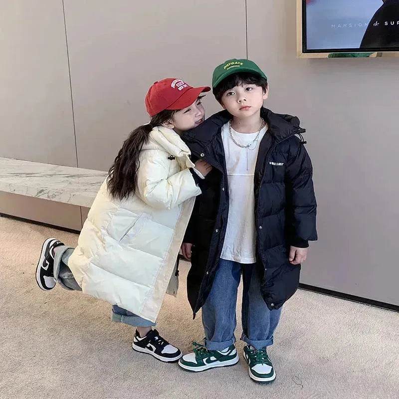 Children's Mid-length Down Jacket Thickened Winter Jacket  for kids - www.Shopthatapp.com
