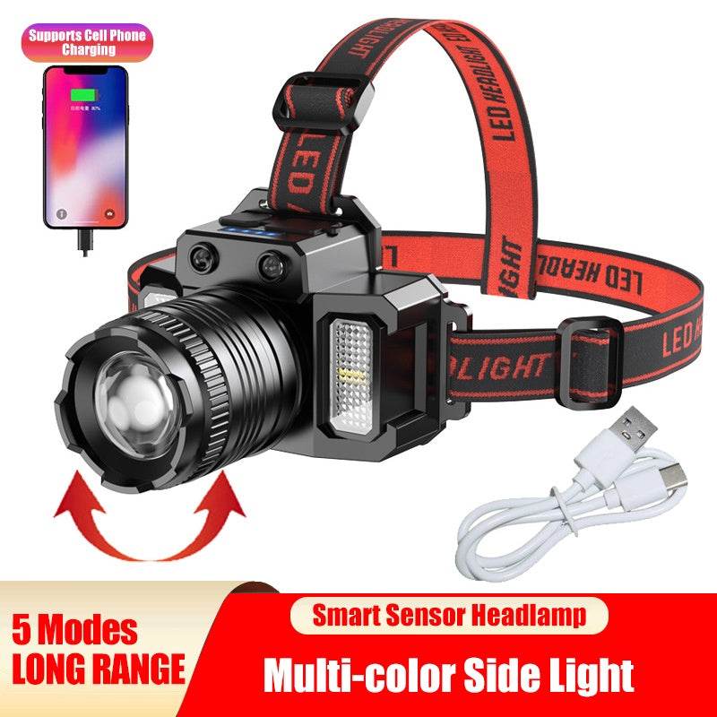 LED Tactical Headlamp Head Torch USB Rechargeable Motion Sensor Flashlight Head - www.Shopthatapp.com