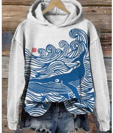 Women Fashion Spring And Autumn Plum Blossom Hooded Super Plus Size Loose-fitting Casual Pullover - www.Shopthatapp.com