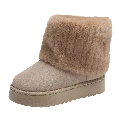 Thick-soled Plush Snow Boots Winter Warm Mid-tube Furry Cotton Shoes For Women Short Boot - www.Shopthatapp.com