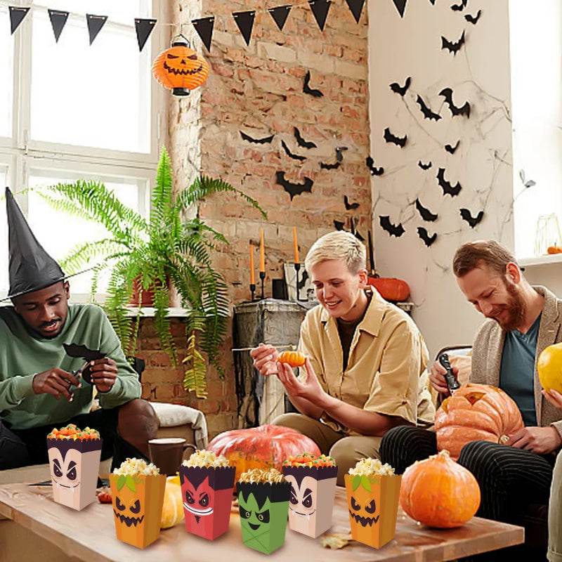 12 Pieces Halloween Popcorn Box Halloween Party Favor Snack Treat Boxes Candy Cookie Container Decorations Gifts For Popcorn Sales Halloween Party Favor Supplies - www.Shopthatapp.com
