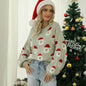 Christmas Sweater Women Cute Cartoon Santa Print Knit Sweater Winter Tops - www.Shopthatapp.com