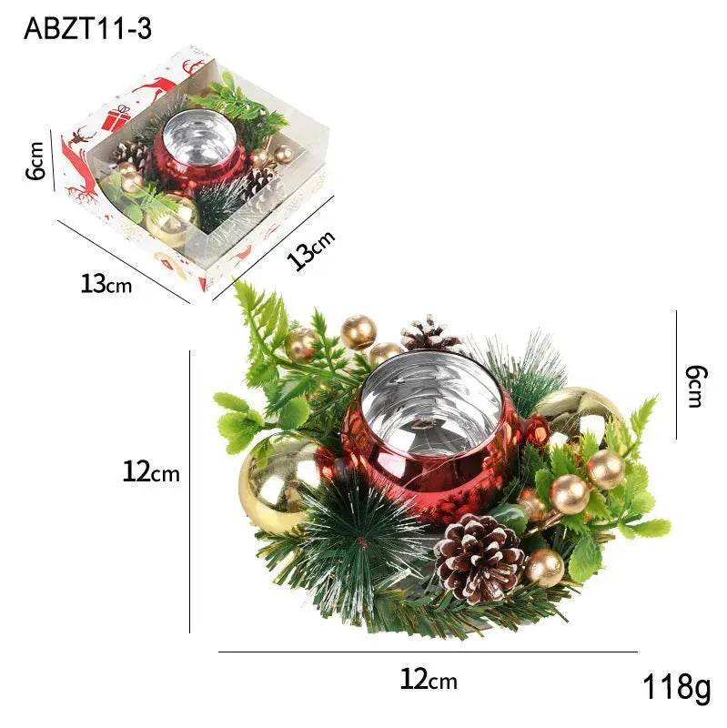 Christmas candle wreath Xmas New Year candle holders decors - www.Shopthatapp.com
