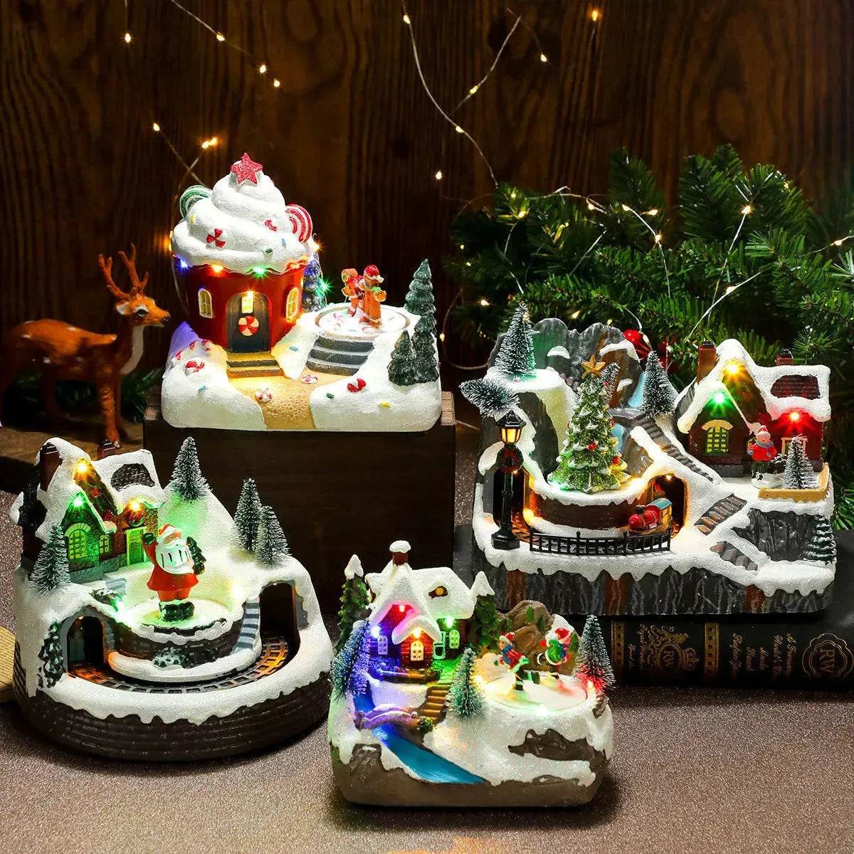 Christmas Rotating Resin Luminous Music Box Ornaments - www.Shopthatapp.com