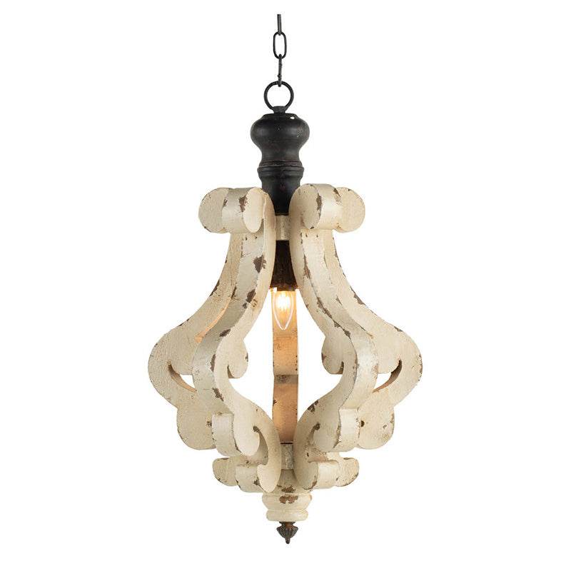 Farmhouse Chandelier, Dilapidated White Chandelier French Country Wood Chandelier For Living Room Foyer, Bulb Not Included - www.Shopthatapp.com