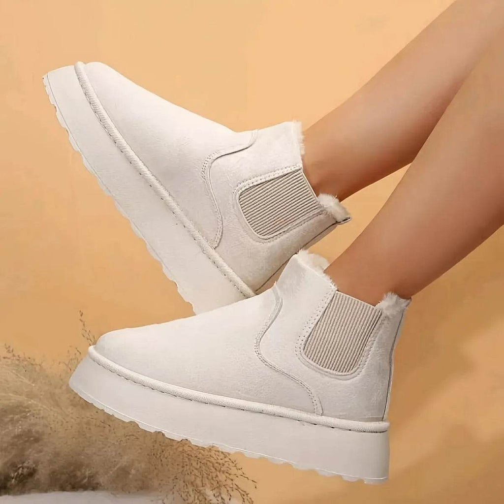 Winter Snow Boots Fashion Flat Thick-soled Cotton Shoes Round Toe Warm Plush Ankle Boot For Women - www.Shopthatapp.com