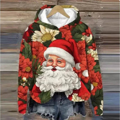 Print Christmas Holiday Casual Hoodie Sweater Pullover - www.Shopthatapp.com