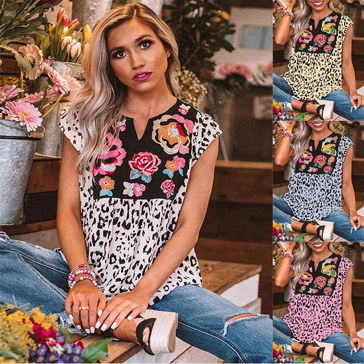 Women Casual Spring Summer Beach V Neck blouse top - www.Shopthatapp.com