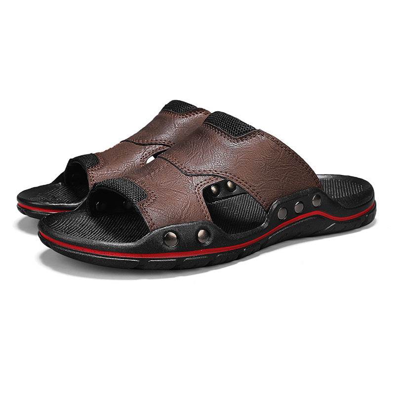 Non-slip Deodorant Men's Sandals Genuine Leather Outdoor Flip Flops - www.Shopthatapp.com