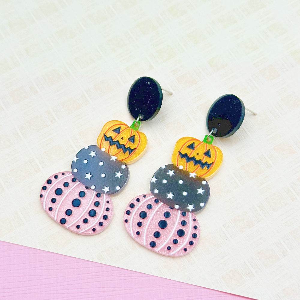 Halloween Day Ornament Colorful Ghost Eyes Funny Acrylic Earrings For Women - www.Shopthatapp.com