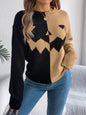 Fall And Winter Halloween Spooky Pumpkin Contrast Long Sleeve Pullover Sweater Women's Clothing - www.Shopthatapp.com