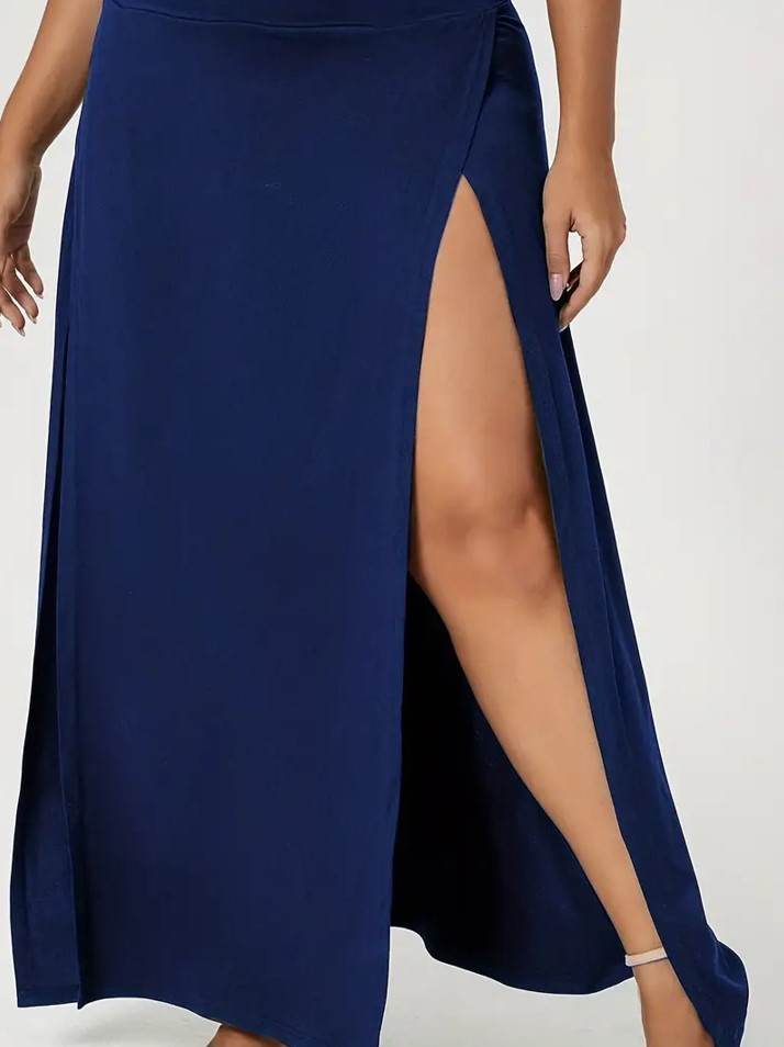 Women's High Waist Slit Solid Color Side Slit Maxi Skirt - www.Shopthatapp.com