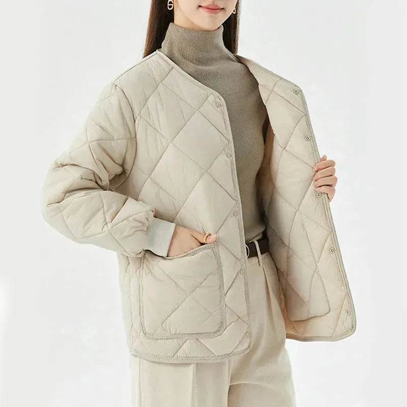 Quilted Padded Coat Winter Jacket With Pockets Lightweight Outerwear For Women's Clothing - www.Shopthatapp.com