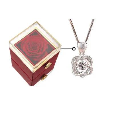 Fashion Acrylic Rotating  Valentine  Rose Jewelry gift  Box - www.Shopthatapp.com