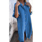 Women Loose Casual Half Sleeve Cotton Linen Buttoned down  Shirt Dress - www.Shopthatapp.com