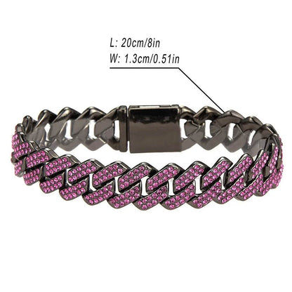 Box Buckle 14mm Bar Cuban Link Chain Bracelet and Necklace 2pcs - www.Shopthatapp.com