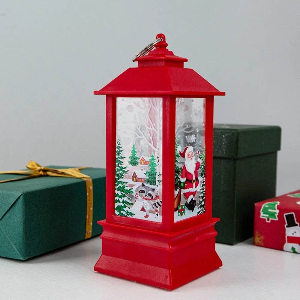 Christmas Candles Light Led Snow Deer Lantern Light Vintage Castle Santa Snowman Hanging Lantern Lamp New Year Party Decoration - www.Shopthatapp.com