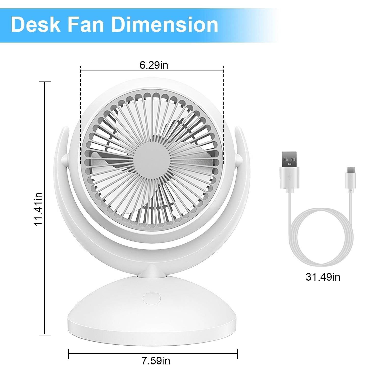 Portable Desk Fan Rechargeable Oscillating Tilting Fan With 4 Speeds 360 Degree - www.Shopthatapp.com