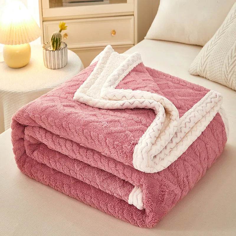 Blanket Double Thickened Warm Coral Fleece Sofa Winter Blanket - www.Shopthatapp.com