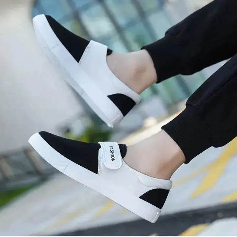 Canvas Flat Shoes Men Velcro Fashion Casual Unisex Sneakers - www.Shopthatapp.com