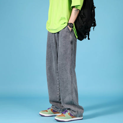 Straight Loose Jeans Men Casual Trousers Hip Hop Cargo Denim Pants With Zipper - www.Shopthatapp.com