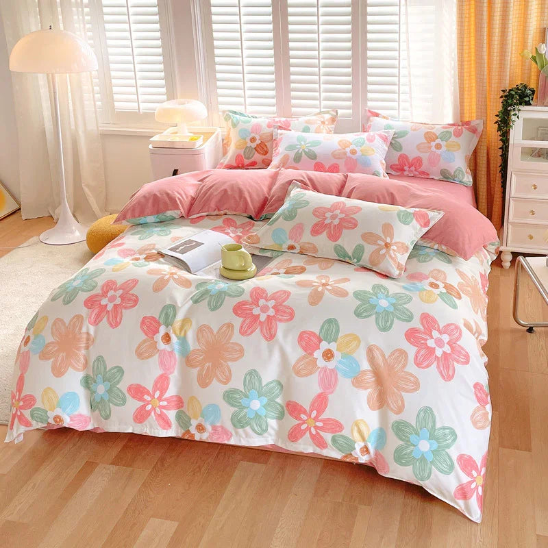3 Piece Spring Floral Duvet Cover Set For Women Adults Home Bedroom Flowers Bedding Set With 2 Pillowcases Twin Full Queen King Size - www.Shopthatapp.com