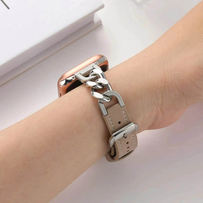 Women Leather and Stainless Steel Watch Strap for Apple  iwatch - www.Shopthatapp.com