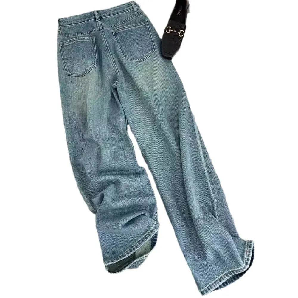 Starry Diamond In The Debris Rhinestone Straight Baggy Jeans Pant For Women - www.Shopthatapp.com