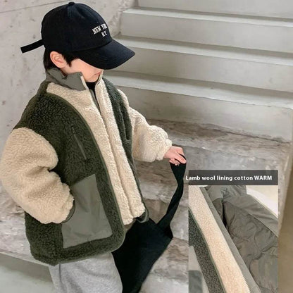 Children Lambswool fleece  Warm Thickened Winter coat Cardigan Kids - www.Shopthatapp.com