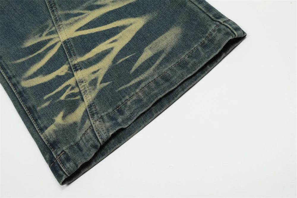 Washing Indentation Denim Bootcut Jeans Pants Men - www.Shopthatapp.com