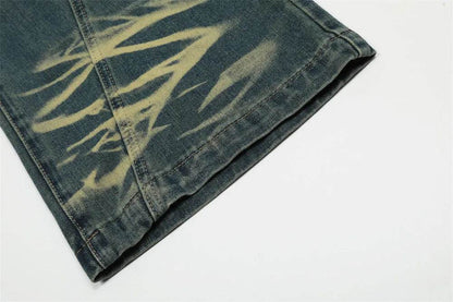 Washing Indentation Denim Bootcut Jeans Pants Men - www.Shopthatapp.com