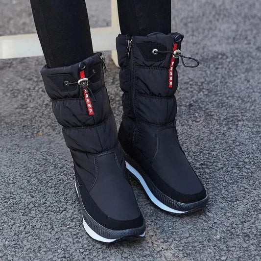 Winter boots New Plus Velvet Thick Cotton Shoes Thermal Middle Tube Waterproof Non-slip Boots - www.Shopthatapp.com