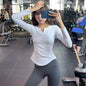 Long Sleeve V-neck Gym t-shirt for Women Athleisure top - www.Shopthatapp.com