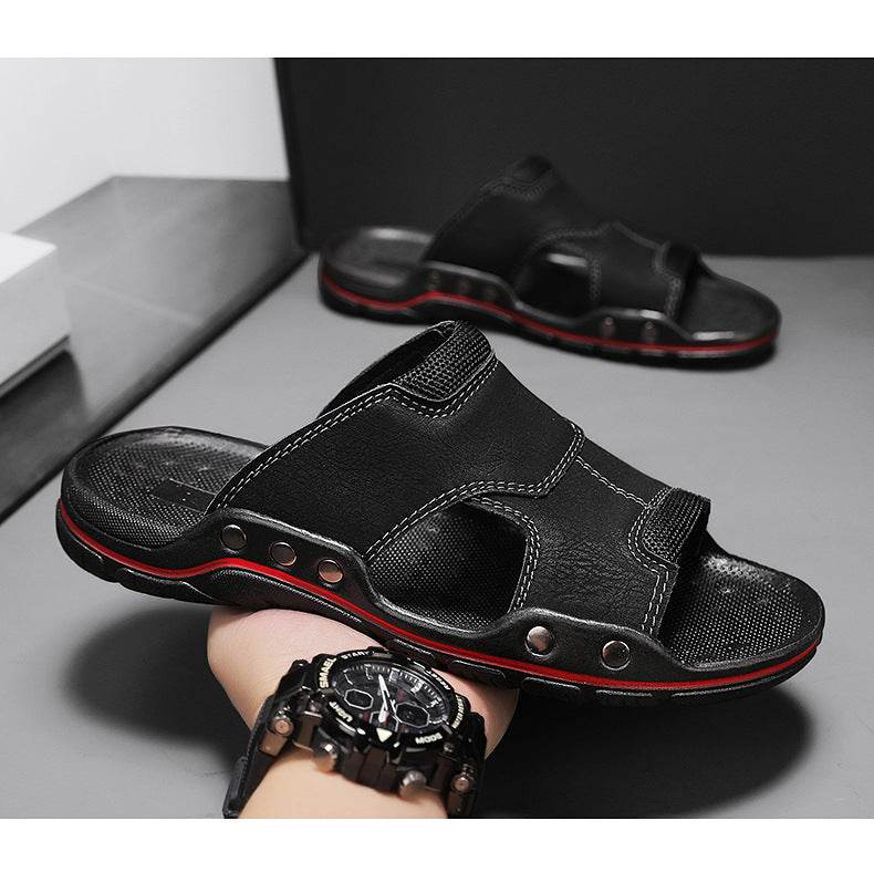 Non-slip Deodorant Men's Sandals Genuine Leather Outdoor Flip Flops - www.Shopthatapp.com